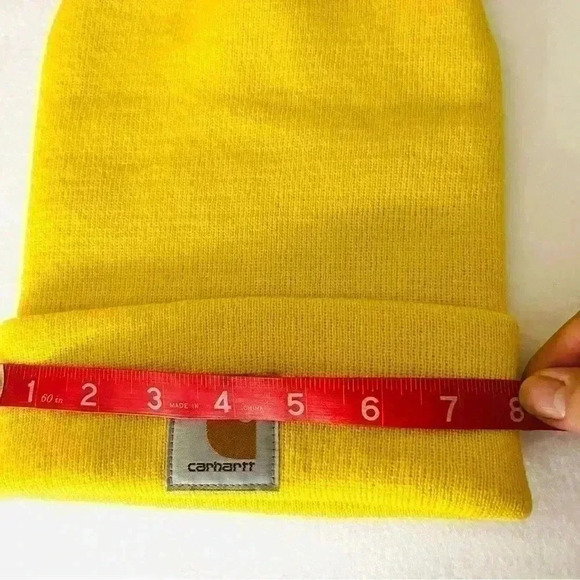 NET Carhartt Yellow Knit Cuffed Stretch Winter Hat Beanie Hat Made In USA SizeOS - Picture 9 of 10